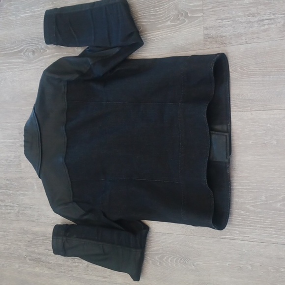 7 For All Mankind Moto Jacket Denim On Faux Leather Bikercore Office Siren - Picture 5 of 9